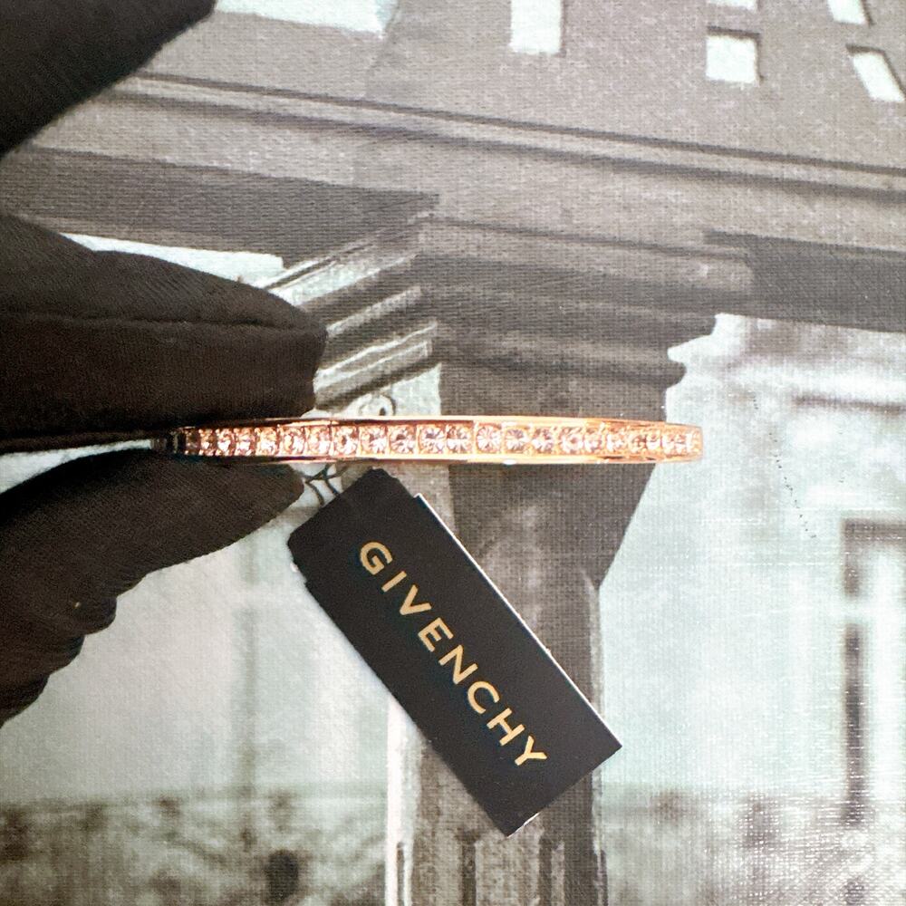 New Givenchy Rose Gold Crystal Pave Hinged Bangle Bracelet Swarovski Elements
